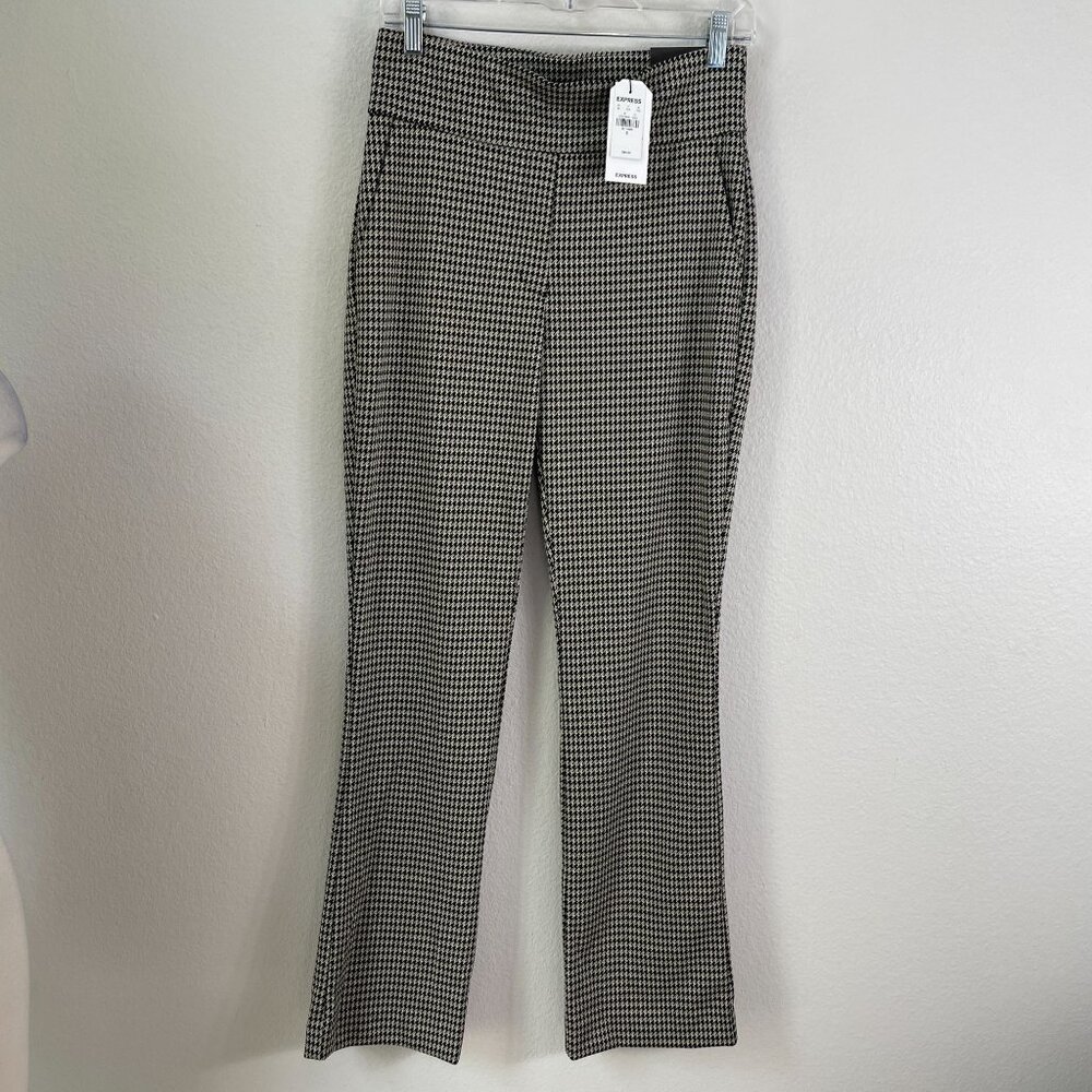 NEW‎ Express Womens Small Houndstooth Boot High Rise Pants Work Career